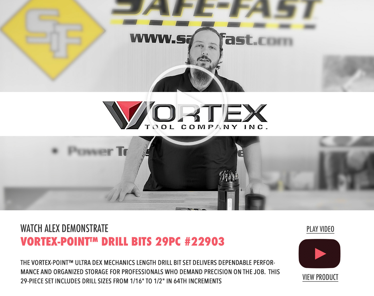 Watch Alex demostrate the VORTEX-Point&trade; Drill Bits 29pc Ultra Dex Mechanics Length Set